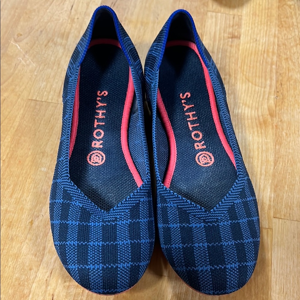 Rothy’s The Flat Indigo Gingham Retired Women’s Size 8